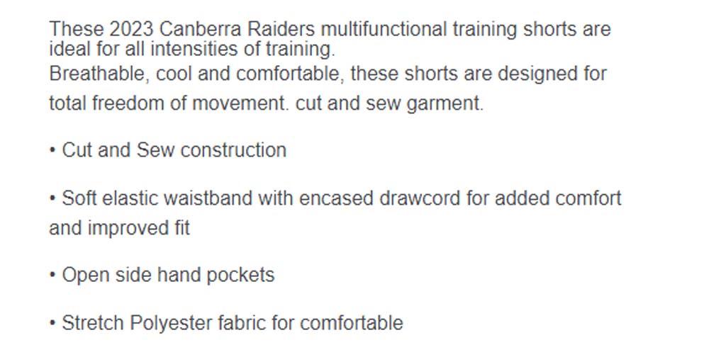 Canberra Raiders 2023 Training Shorts Navy-Green - Jerseys Megastore