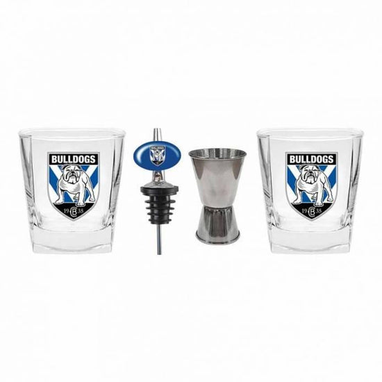 Canterbury Bulldogs Set of 2 Spirit Glasses, Jigger and Pourer - Jerseys Megastore