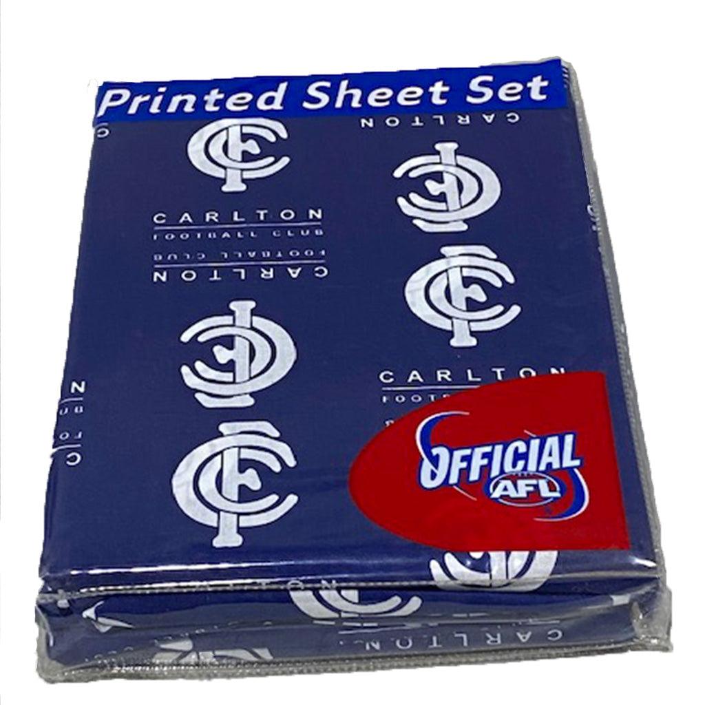 Carlton Blues Printed Sheet Set Single - Jerseys Megastore