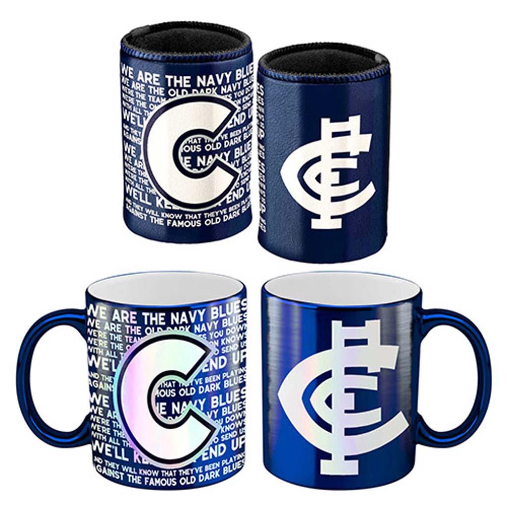 Carlton Blues Metallic Can Cooler & Mug - Jerseys Megastore