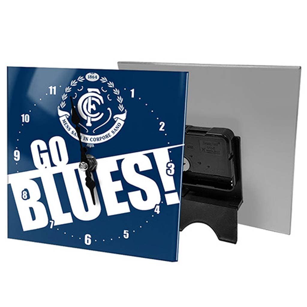 Carlton Blues Mini Glass Clock - Jerseys Megastore