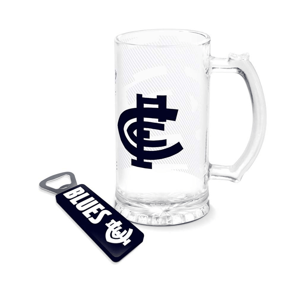 Carlton Blues Stein Glass & Magnetic Bottle Opener Pack - Jerseys Megastore