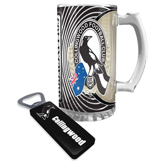Collingwood Magpies Bottle Opener and Stein Glass - Jerseys Megastore