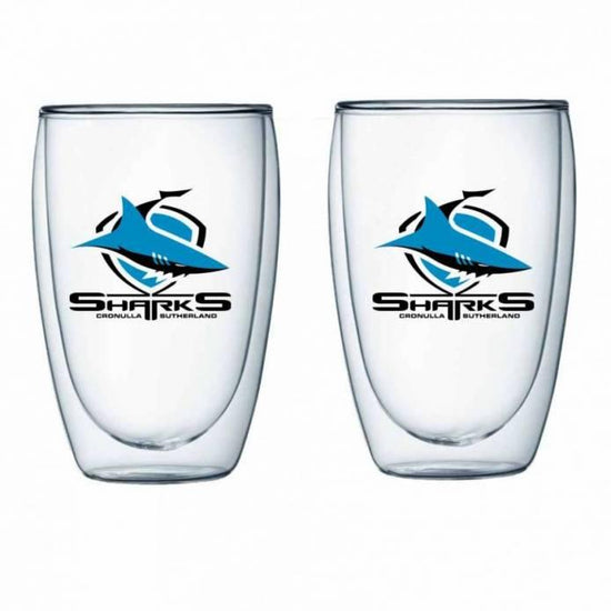 Cronulla Sharks Set of 2 Double Wall Glass - Jerseys Megastore