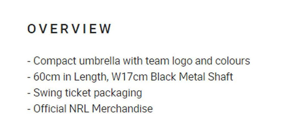 Cronulla Sharks Compact Umbrella - Jerseys Megastore