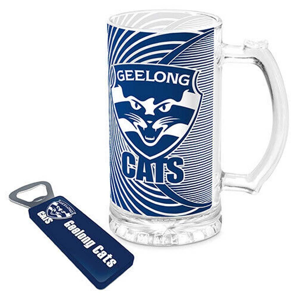 Geelong Cats Bottle Opener and Stein Glass - Jerseys Megastore