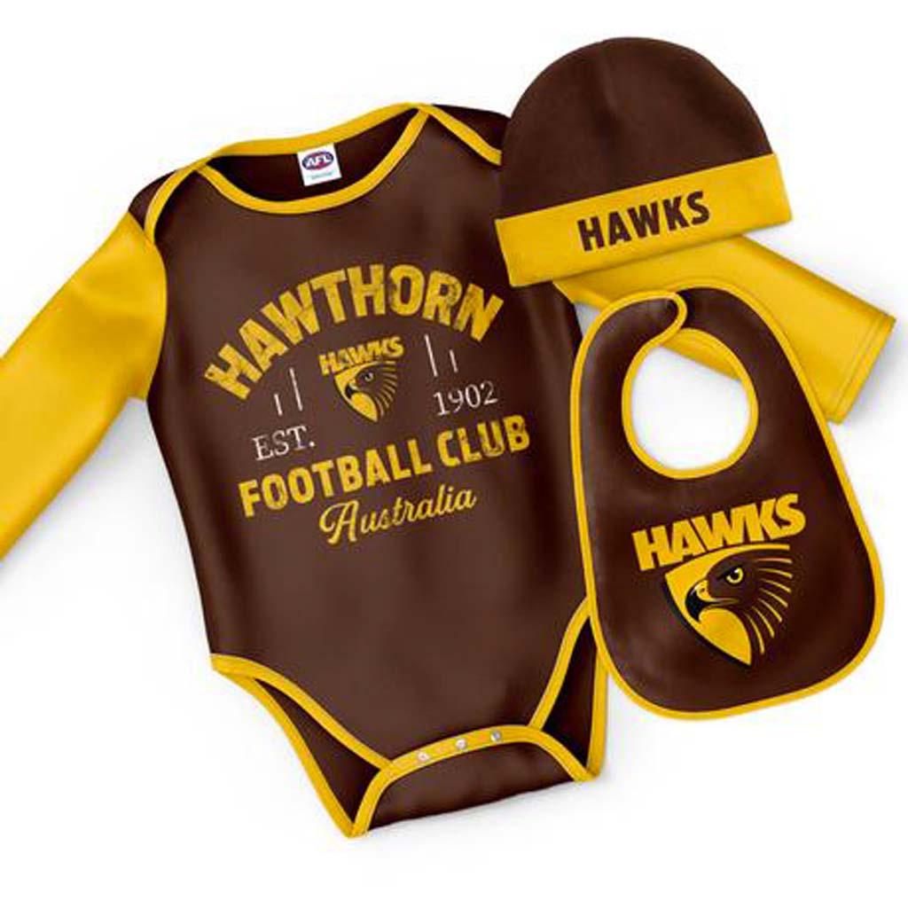 Hawthorn Hawks 3PC Bodysuit Set - Jerseys Megastore