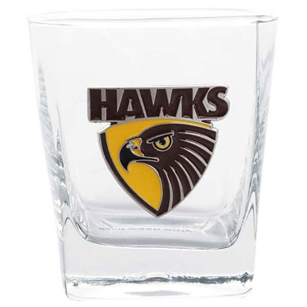 Hawthorn Hawks Set of 2 Spirit Glasses with Metal Badge - Jerseys Megastore