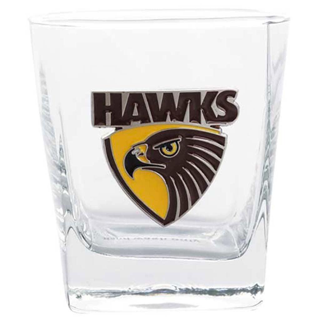 Hawthorn Hawks Set of 2 Spirit Glasses with Metal Badge - Jerseys Megastore