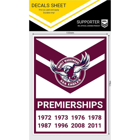 Manly Sea Eagles Premiership Years Decals - Jerseys Megastore