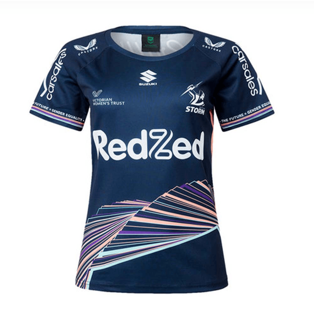 Melbourne Storm 2022 Women In League Warm Up Tee - Ladies - Jerseys Megastore