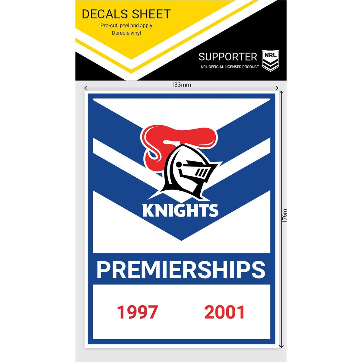 Newcastle Knights Premiership Years Decals - Jerseys Megastore