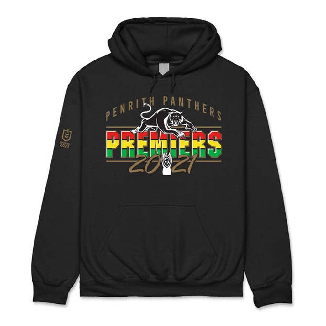 Penrith Panthers 2021 Premiers Gold Lettering Hoodie - Jerseys Megastore