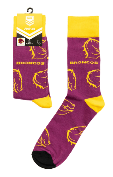 Brisbane Broncos Large Logos Sock - 1 Pair - Jerseys Megastore