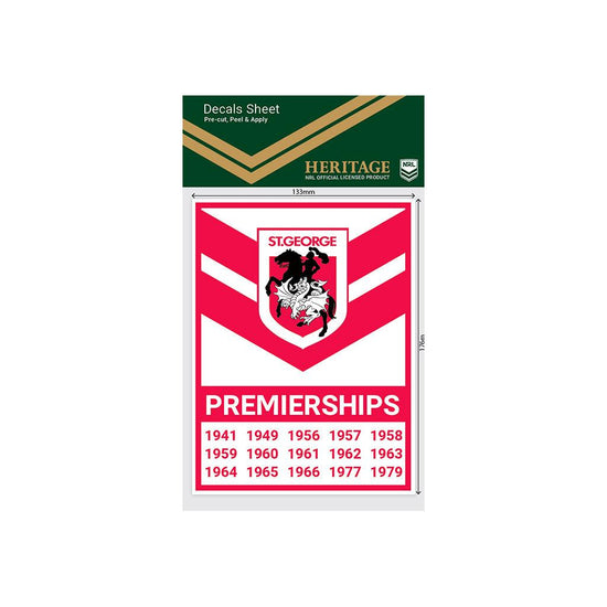 Load image into Gallery viewer, St George Dragons Premiership Years Decals - Jerseys Megastore
