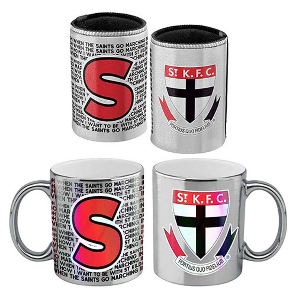 St Kilda Saints Metallic Can Cooler & Mug Gift Pack - Jerseys Megastore