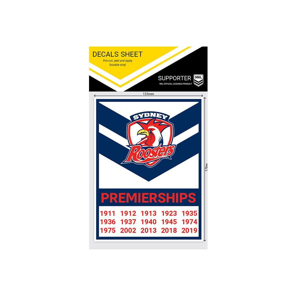 Sydney Roosters Premiership Years Decals - Jerseys Megastore