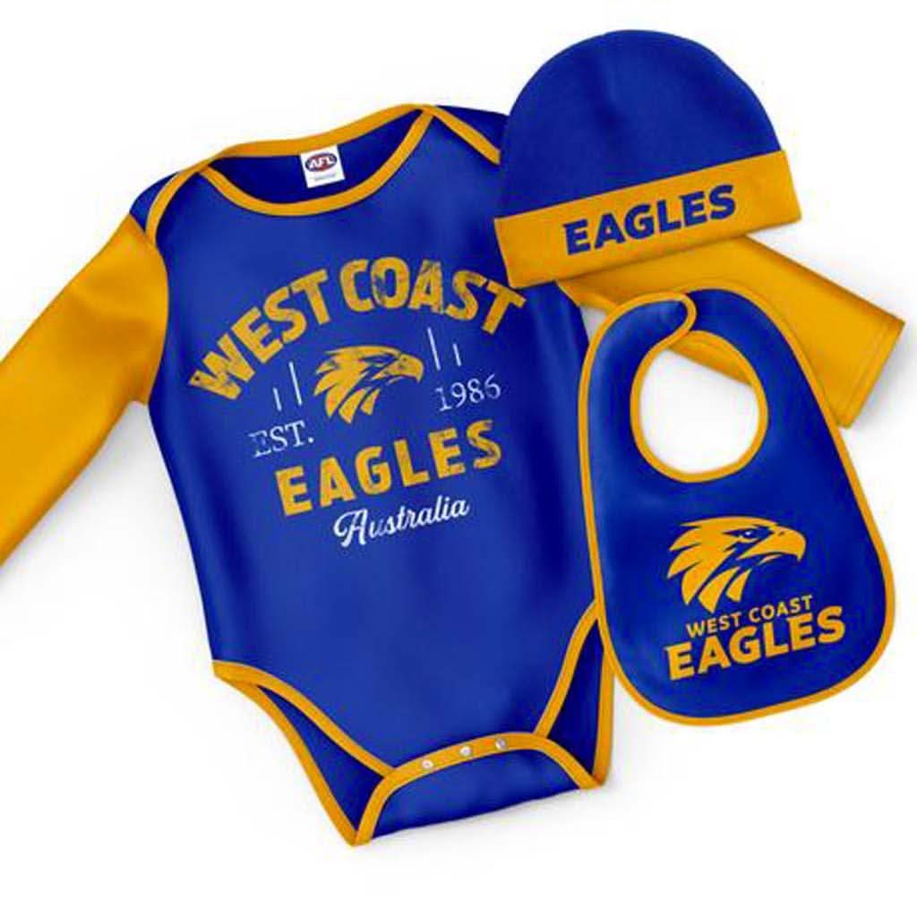 West Coast Eagles 3PC Bodysuit Set - Jerseys Megastore